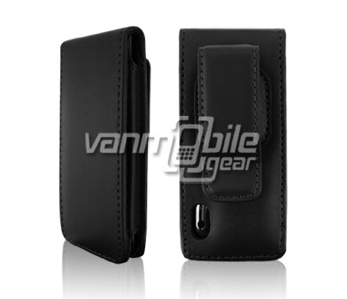VMG Black Premium Leather Flip Cover Holster Case w/ Built-In Rotating Belt Clip for Apple iPod Nano 5 5th Generation 5th Gen Mp3 Player [In VANMOBILEGEAR Retail Packaging]