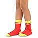 TeeHee Little Boys Basic Cotton Crew Socks 6 Pair Pack (3-5 Years, Stripes Tipped Rib)