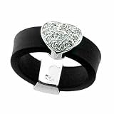 Sterling Silver Simulated Diamond CZ Heart on a Black Rubber Ring