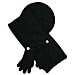 CABLE KNIT BLACK BERET HAT SCARF & GLOVE SET