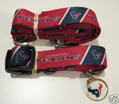 Houston Texans Dog Pet Set Leash Collar ID Tag XS