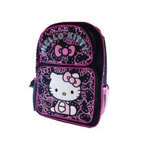 Sanrio Hello Kitty Large Backpack - Black with Pink Glitter