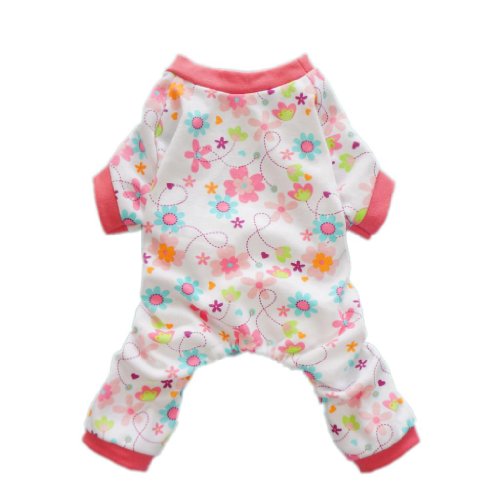 Fitwarm Pink Floral Dog Pajamas Dog Shirt Cozy Dog Clothes Pet Shirt, X-large