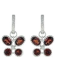 14K White Gold 3.69ct Jolly Butterfly Diamond & Garnet Gemstone Dangle Earrings