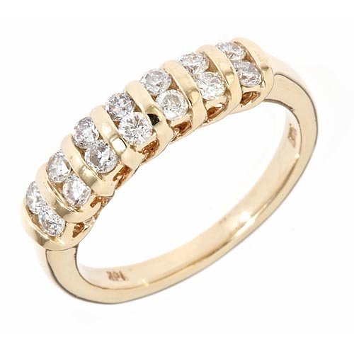 2-Row Channel Set Diamond Wedding Anniversary Band 14k Yellow Gold (0.6 Cttw, SI Clarity, G Color)