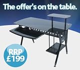 Office/Computer / Desk / Workstation in Black Temperd Glass