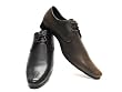 Mens Lace Up Smart Brown and Black Perforated Formal Casual Leather Shoes