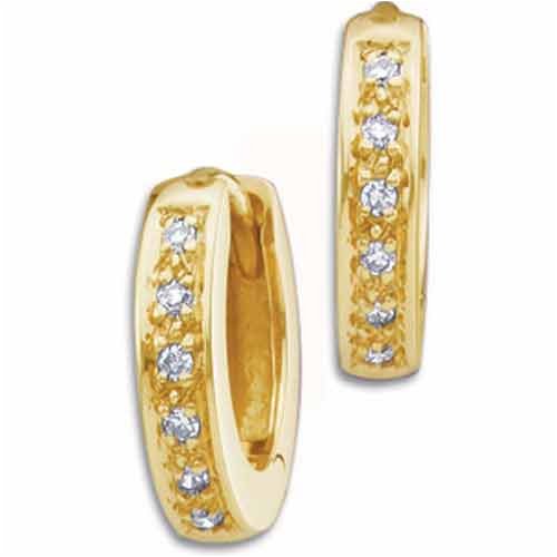 14kt Yellow Gold Blaze Diamond Hoop Earrings
