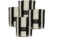 Cotton Dish Cloths (White with Black Rugby Stripe, 4-Pack)