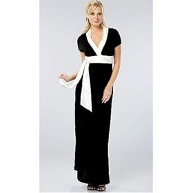 The Contrast Trimmed Empire V-neck Evening Gown