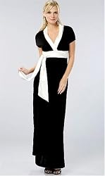 The Contrast Trimmed Empire V-neck Evening Gown