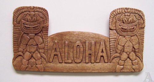 Aloha Tiki Bar Wood Wall Art Sign Indoor Outdoor