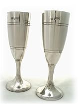 Wedding gift idea Pewter champagne flutes pair in presentation box