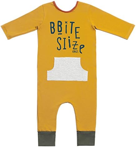 Rags to Raches - 3/4 Sleeve Romper Mustard body - 3/6 Month