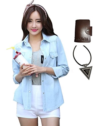 〔 エンヘルア 〕 enHelA デニム シャツ ブラウス アウター デート モテ コー デ ディ ネート 着こなし カジュアル アメカジ 大きい サイズ 【 全部で3点セット 】