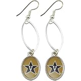 NCAA Vanderbilt Commodores Silver Oval Drop Earrings