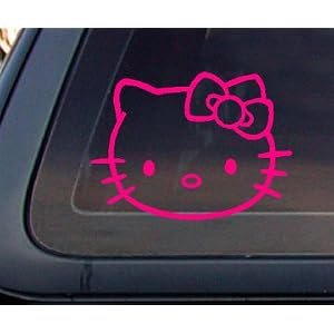 Hello Kitty LARGE(7.5" wide) Car Decal / Sticker - HOT PINK