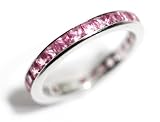 Platinum Pink Princess Cut Shape Sapphire Eternity Ring Size 6 (T.w 2.45)
