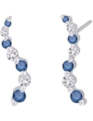 14K White Gold 1/2 ct. Alternating Blue and White Diamond "Journey of Love" Curve Earrings
