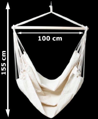 Hängesessel / Hängestuhl XL mit Querholz, beige