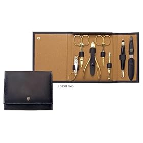 Drei Schwerter - Trousse manucure & p�dicure 7 pi�ces en cuir v�ritable. Qualit�: Fabriqu� � Solingen, Allemagne