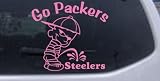 6in X 6.6in Pink -- Go Packers Pee On Steelers Car Window Wall Laptop Decal Sticker