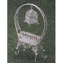 Dollhouse Miniature French Wire Plant Stand with Bird Cage