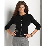 Jones New York Signature Petite Cardigan With Patent Trim at Jones New York