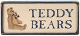 Teddy Bears Hand Stenciled Wood Sign - White Board-Frame-Navy Blue Letters