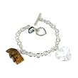 Sterling Silver Charm Bracelet with Sandy Wolf Charm and Crystal Heart Charm