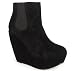 NEW LADIES WOMENS BLACK PLATFORM WEDGE SHOES BOOTS SIZES 3-8