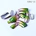 ECBASKET 24 Pcs +1 Pcs Free Glue Full Cover Pink & Changing Green Colors Pre-design French Artificial Tips for ladies