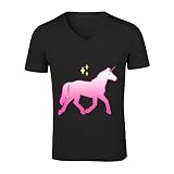 Unicorn Tech Pink T Shirts Design V Neck Black