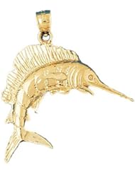 Dazzlers Solid 14k Gold Marlin Sailfish Charm Pendant Available in three colors from jewelsberry (weights: 4.2 grams only)
