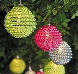 Outdoor Living : wired bead ball garden party lights - great as Christmas decorations or for a party - 10 lights over 2.5m - total cable length: 12.25m