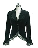 Gothic Victorian Vampire Black Velvet Lace Trim Jacket 12/L