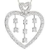 14K White Gold 0.40ct Diamond Heart Pendant Free Chain Free Shipping