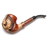 Pear Wood Hand Carved Tobacco Smoking Pipe Dragon + Pouch