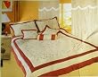 5pc Beige / Burgundy Micro Suede Ribbon Emb' Twin Comforter Set