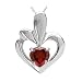 7mm 1.30 CT Garnet Heart Pendant In Sterling Silver with 18" Chain