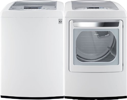 LG PAIR BUY-Front-Control Laundry Pair with WaveForce Technology (with ELECTRIC Dryer) WT1201CW DLEY1201W in Classic White