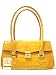 L.A.P.A. Italian Designer Croc Embossed Yellow Leather Handbag Purse Shoulder Bag Flap Bag