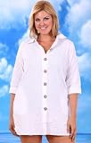 Club Z White Button Down Shirt Cover Up - Plus Size Swimwear Plus Size Swimsuit