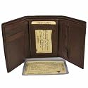 TRI-FOLD DARK BROWN LEATHER MEN'S WALLET W/ COIN HOLDER