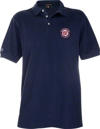 Washington Nationals Navy Classic Pique Stainguard Polo Shirt