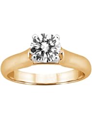 0.60 Ct Round H/I I1 Diamond 18K Yellow Gold Ring