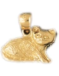 Dazzlers Solid 14 karats Gold Cat Kitten Charm Pendant available in three colors from jewelsberry (weights: 1.8 grams only)