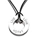 Sterling Silver Live Laugh Love Inspirational Pendant with Black Cord Necklace