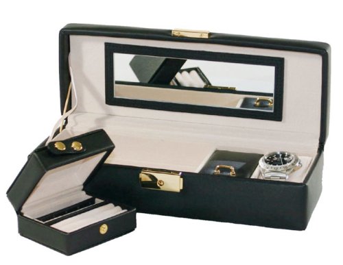 Tech Swiss Jewelry Box with Travel Case Leather Black Compact For Safe