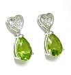 Peridot & Diamond Heart Shaped Drop Earrings